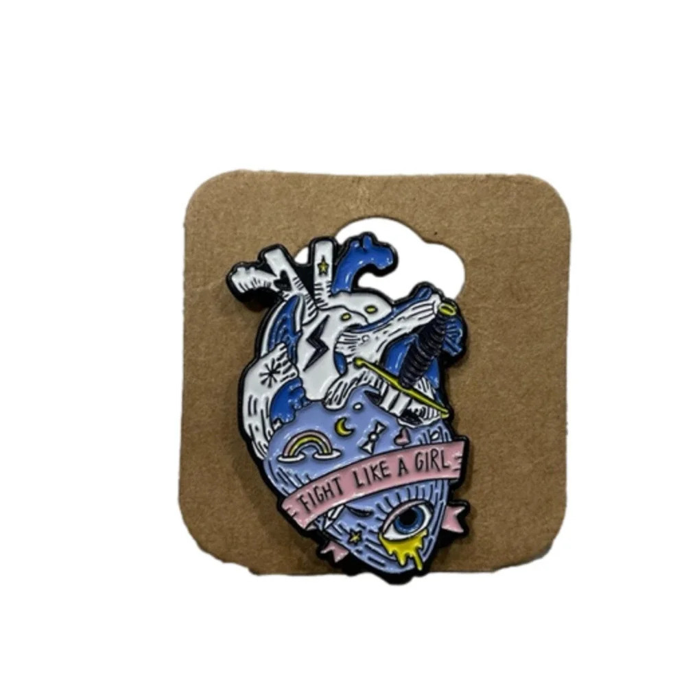 Heart Shaped Fight Like  A Girl Enamel Pin $5 Bundled